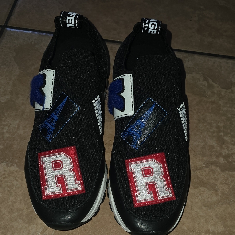 Karl Lagerfeld Black Sneakers with Blue and Red Accents